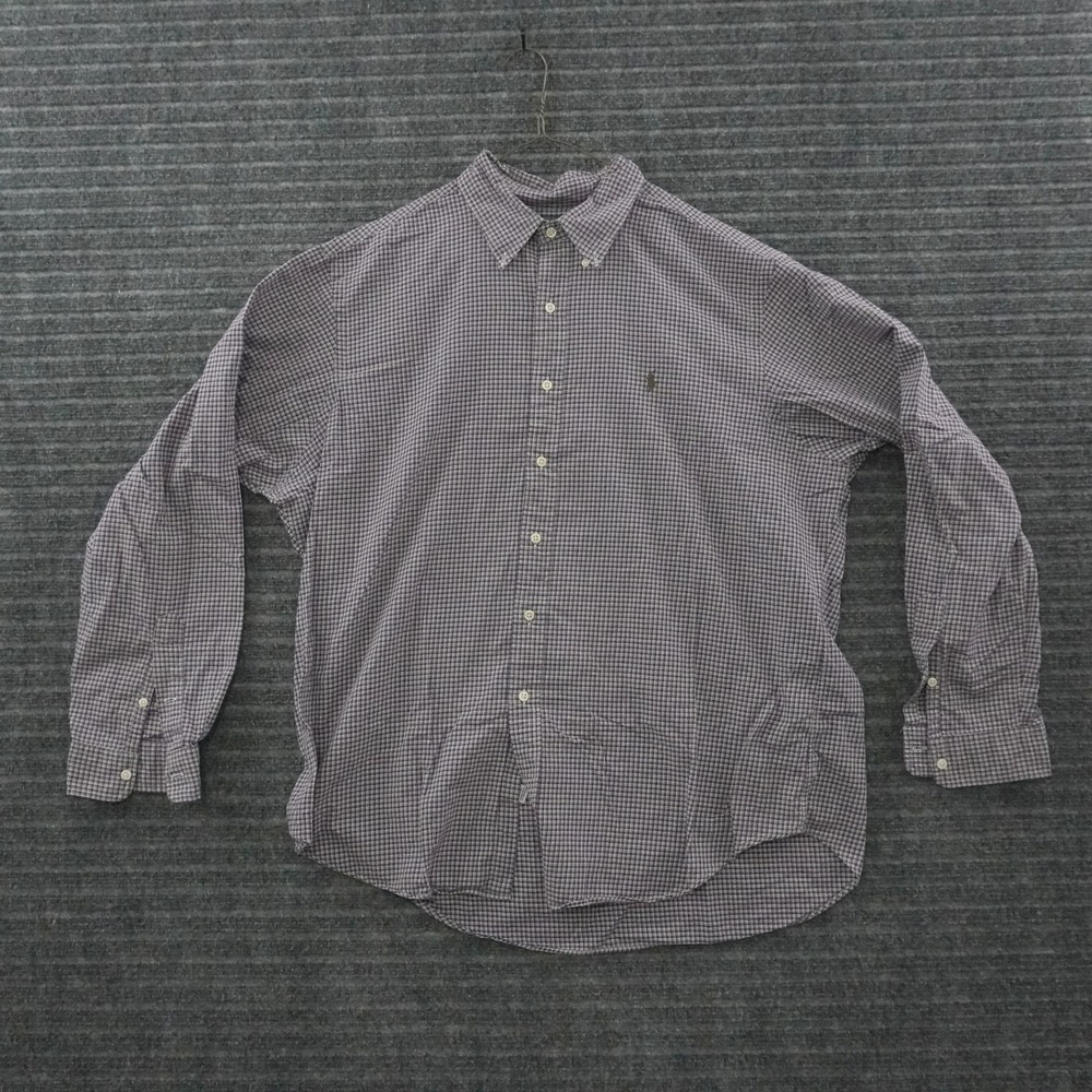 Ralph Lauren Button Down Shirt Mens XXL Purple Gingham Classic Fit Long Sleeve